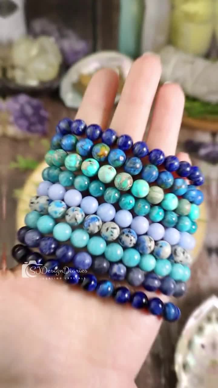 K2 Azurite Crystal Bracelet: Natural Stone, Anxiety Relief