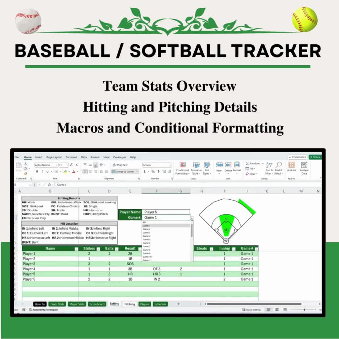 Baseball Scorecard Excel Template
