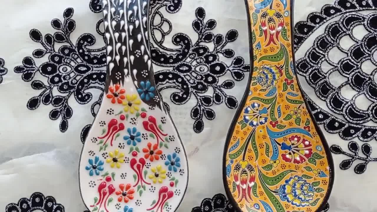 Spoon Rest for Kitchen Utensil Holder, Handmade Turkish Ceramic Croatian  Pottery, Unique Handpainted Tile Gift for New Kitchen