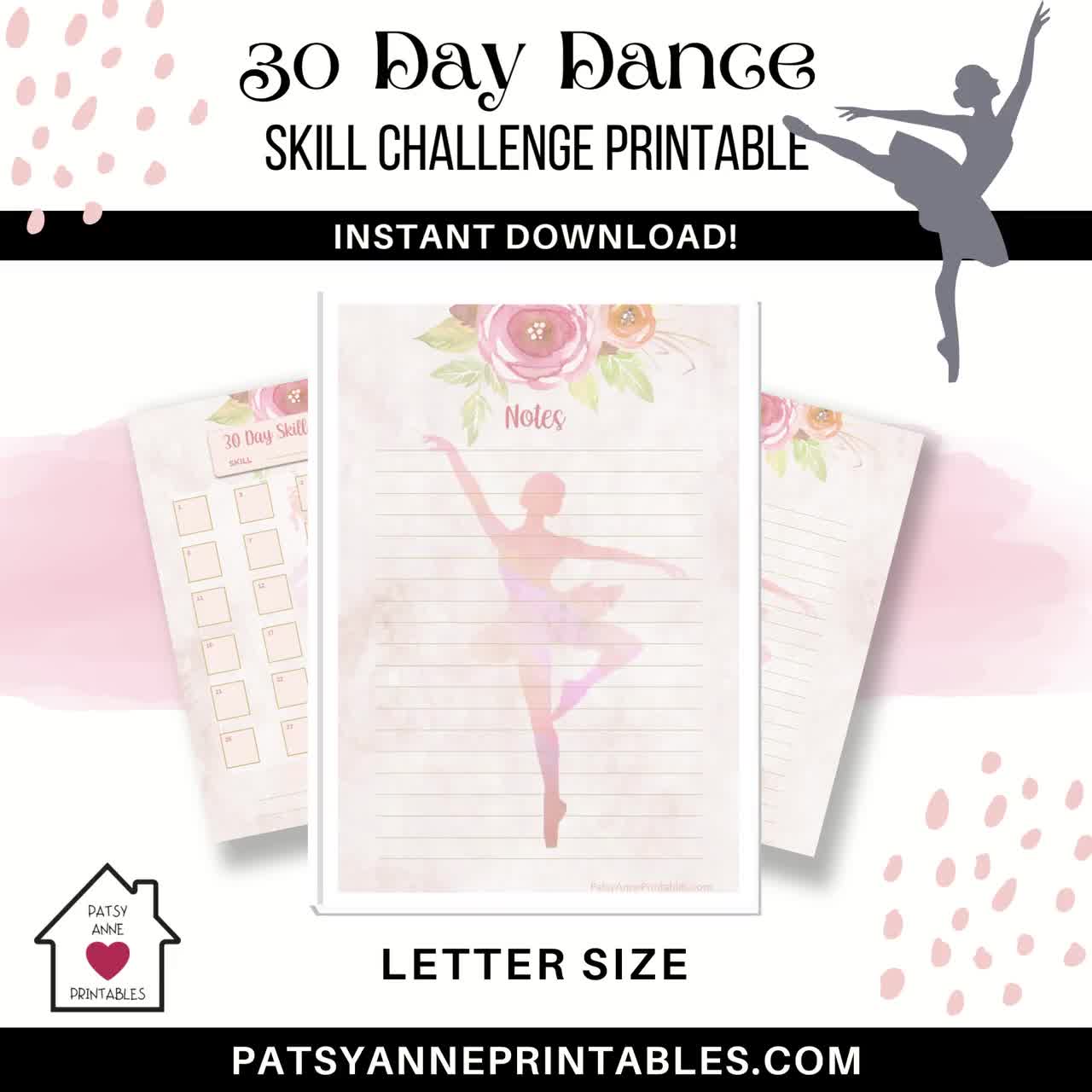 30 Day Dance Skill Challenge Printable Ballet Ballerina Dance