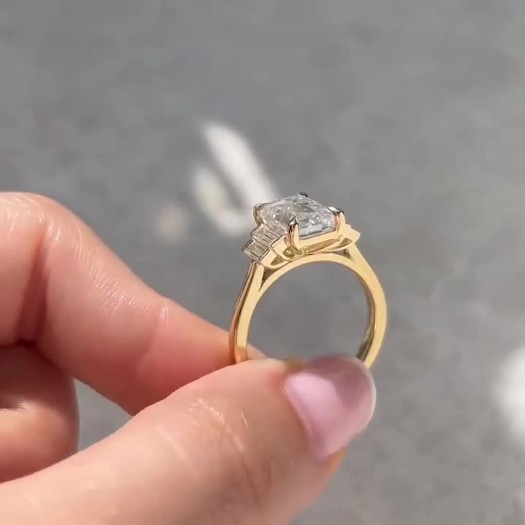 Buy Antique 2.95 CT Ashoka Cut Lab Grown Diamond Ring,14k Solid