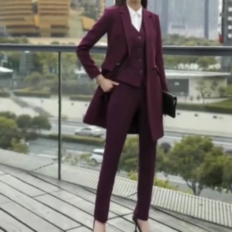 Red Wine Suit for Women/three Piece Suit/top/womens Suit/womens Suit  Set/wedding Suit/ Womens Coats Suit Set -  Sweden