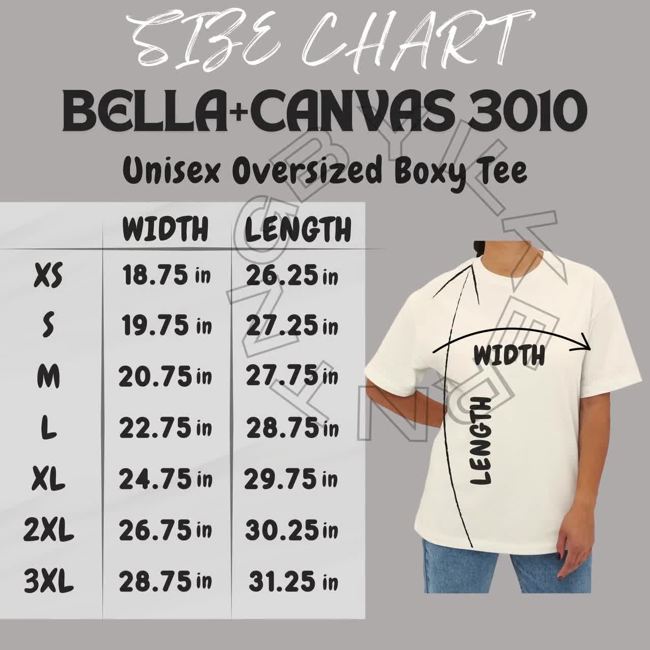 T-shirt Size Chart I Bella Canvas 3010 Size Chart | Size Chart