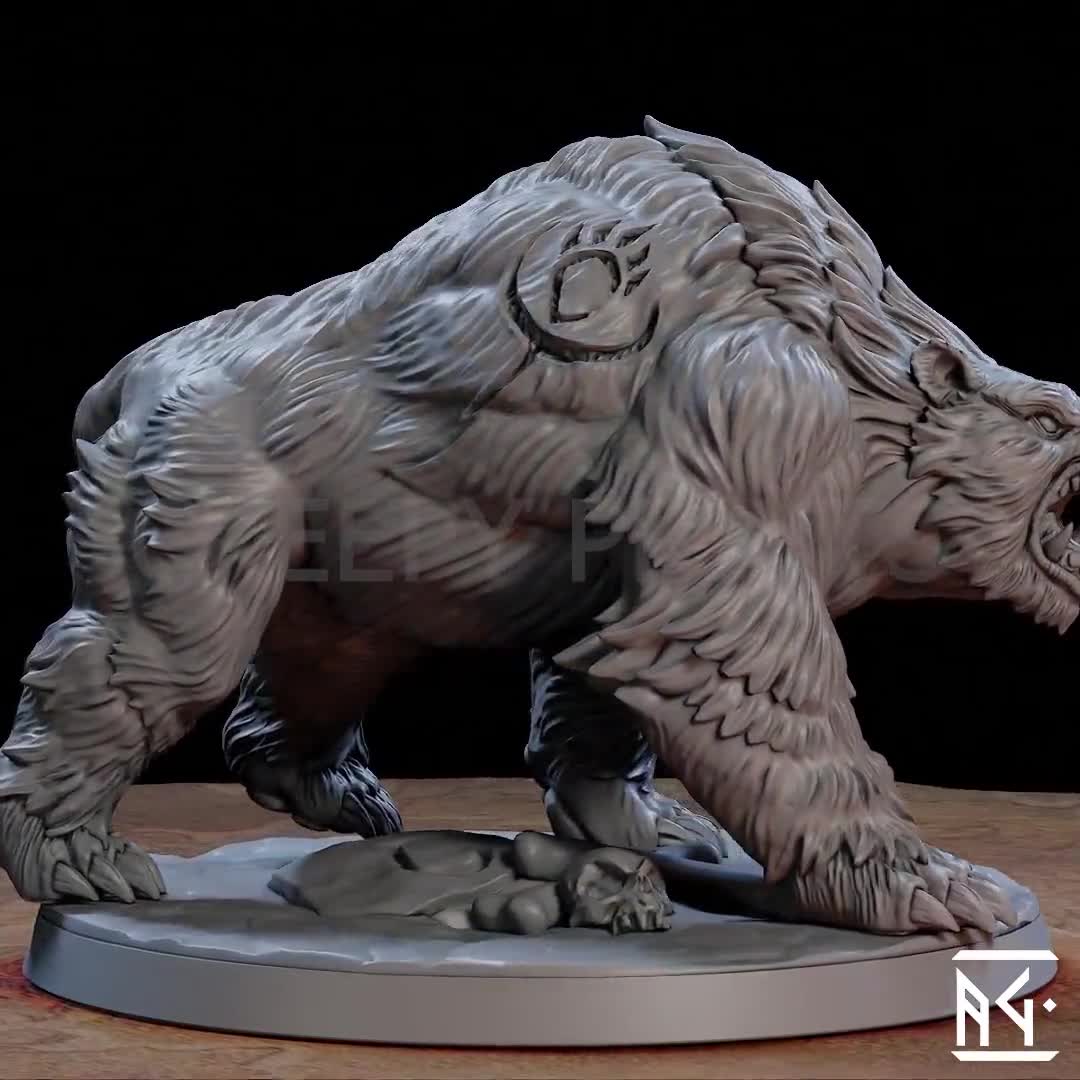 Grizzly Kodiak Bear Companion Premium Dnd Miniautre Mini