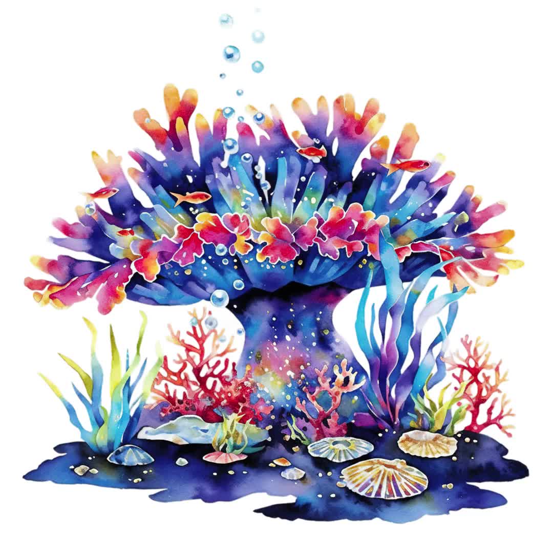 水彩画の水中王国 - ファンタジークリップアートバンドル