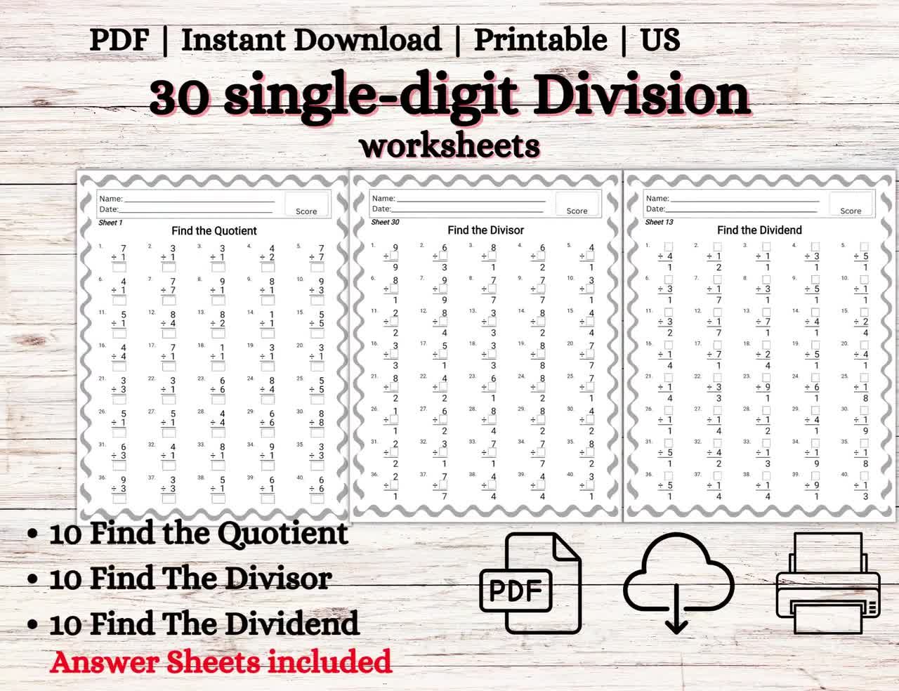 Printable Division Worksheets Pdf Multiplication And Division