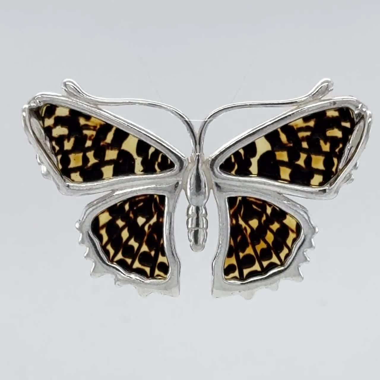 大人気】ポーランド万博琥珀ペンダントトップ蝶S&A シルバー925