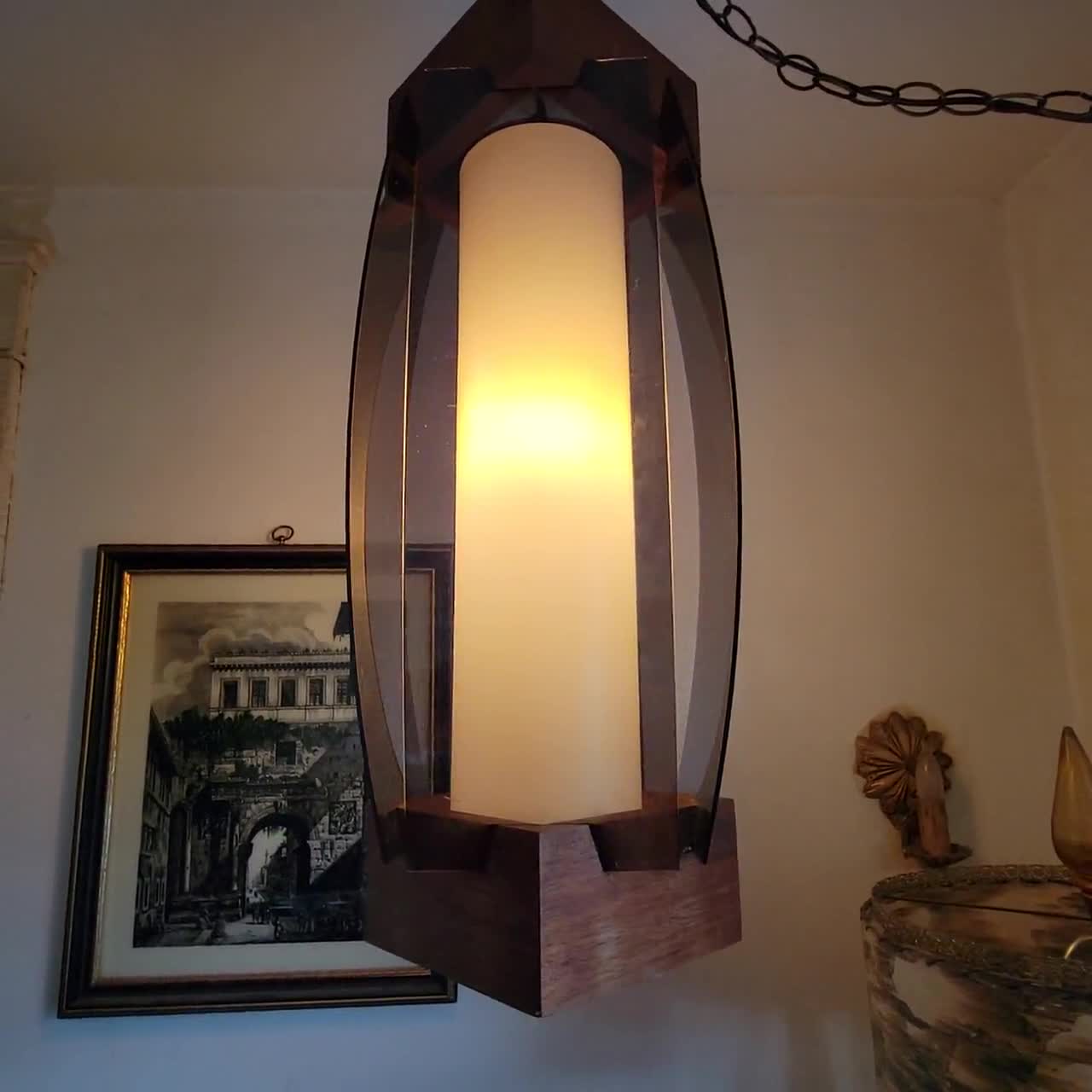 317c Vintage 1970's 60's Mid-century Modern Ceiling Light
