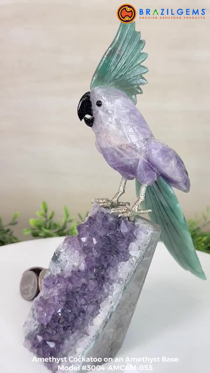 Large Hand-carved Amethyst Cockatoo 8.6