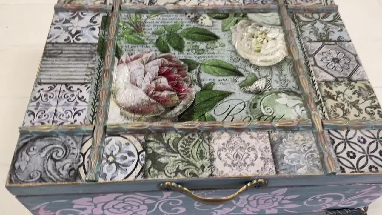 Scatola porta bustine the - Video tutorial (tecnica decoupage) 