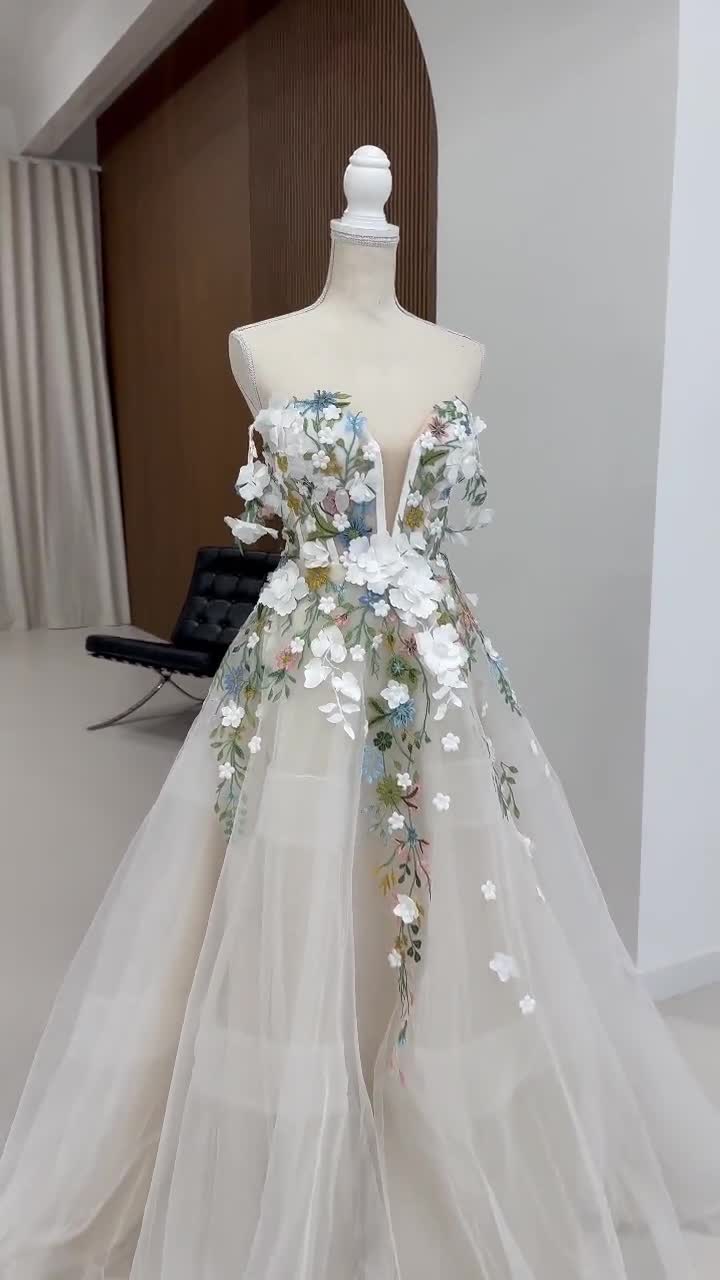 MERMAID'S CLOSET Abito Lungo Maxi Con Spalle Scoperte E Pizzo Floreale, Boho Per Ospiti A Matrimonio, Bianco - 5