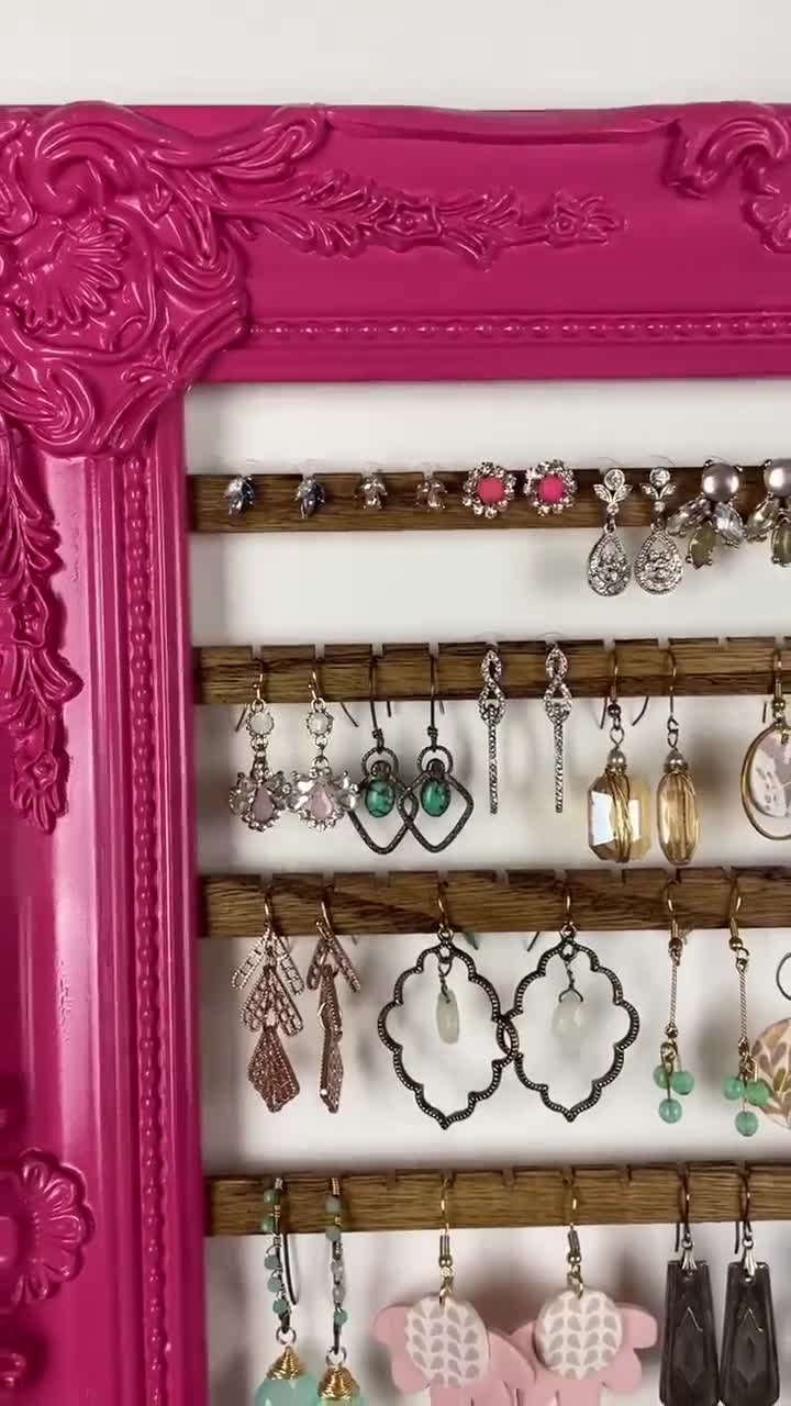 Necklace Hooks Add On, Add Necklace Hooks to Earring Holder, Framed Wall  Mount Jewelry Organizer, Hanging All-in-one Jewelry Organization 