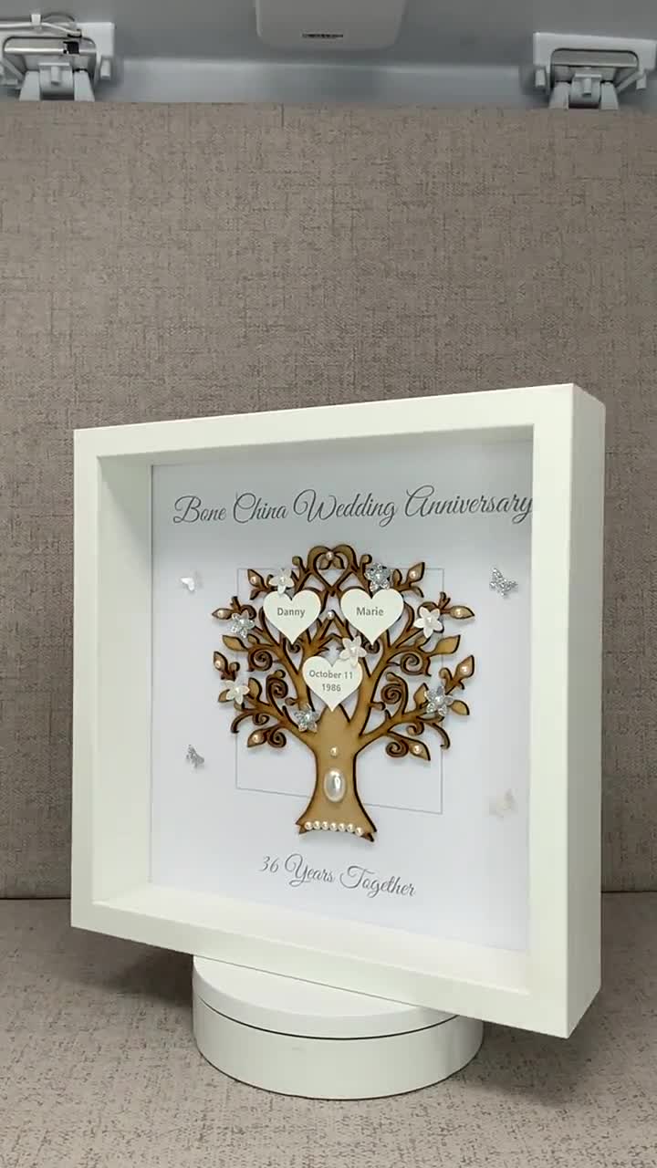 10th 10 Years Tin Wedding Anniversary Married Gift Present Him Her Husband  Wife Family Tree Picture Frame Personalised Heart 