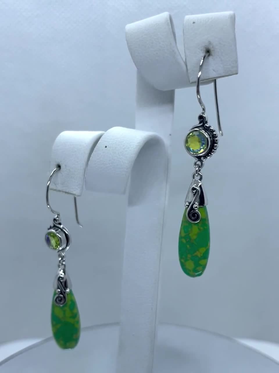 Sajen Silver Hand Made 23.60 ct Mojave Turquoise and Gemstone Earrings in  Platinum Over Sterling Silver