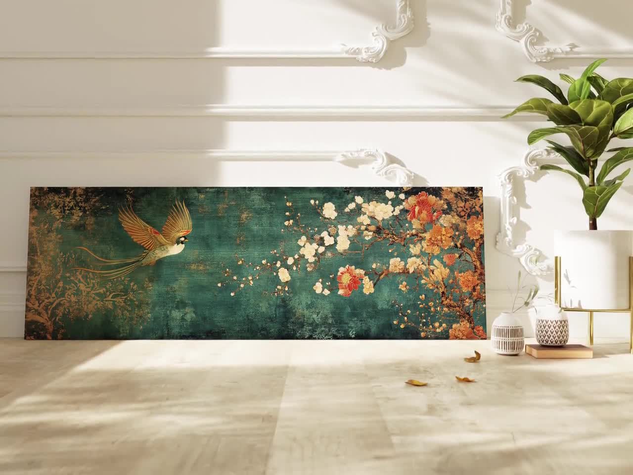 Vintage Japanese Tapestry Wall Art Framed, Bird of Paradise - Etsy