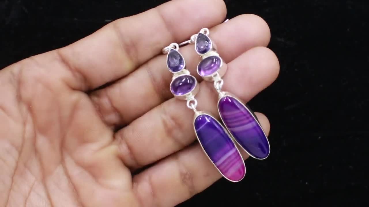 ポメころび様✴︎モンタナアゲート＆パープルアゲート＊イヤリング ポメころび様✴︎モンタナアゲート＆パープルアゲート＊イヤリング