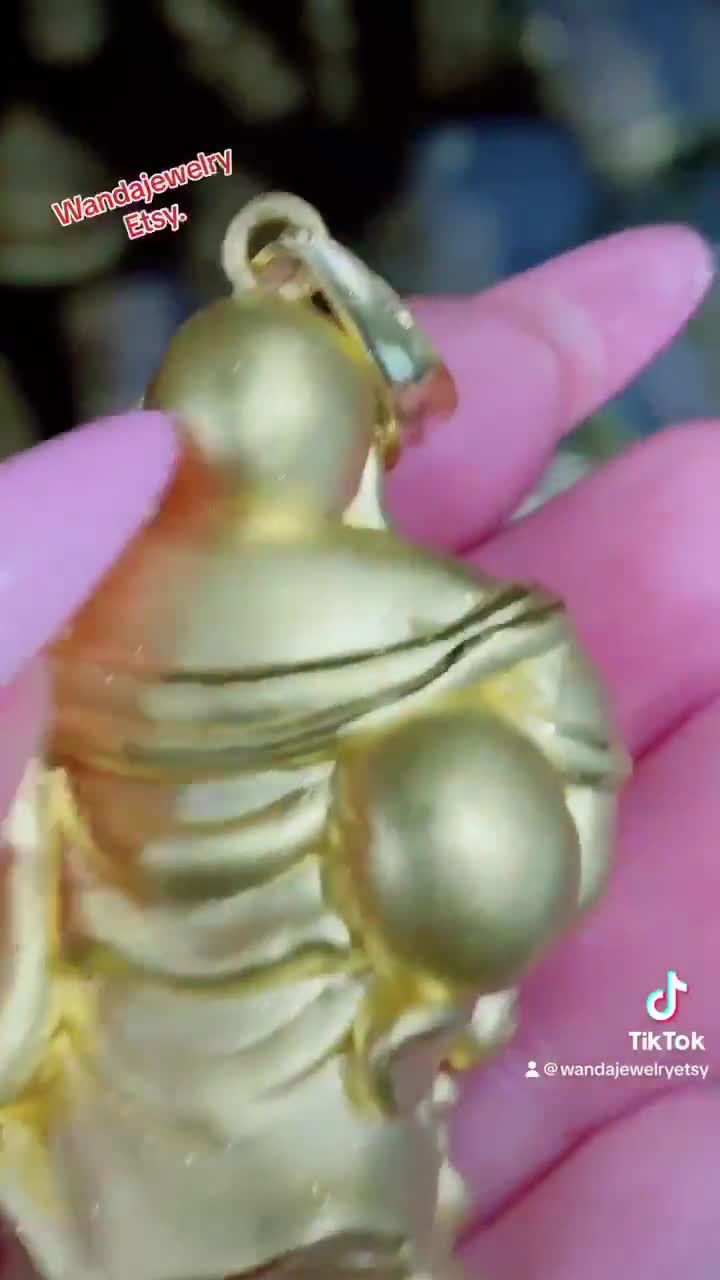 Vintage 24K 9999 Pure Gold Laughing Buddha, Happy Buddha Pendant