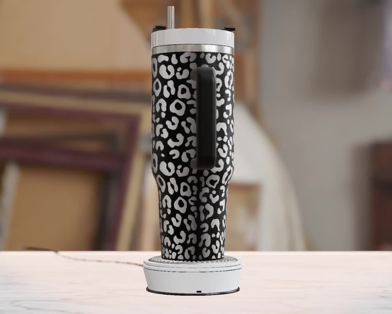 40oz tumbler w/ handle Fuzzy Leopard Wrap - 4 variations - SVG - Lightburn  — That Laser Lady