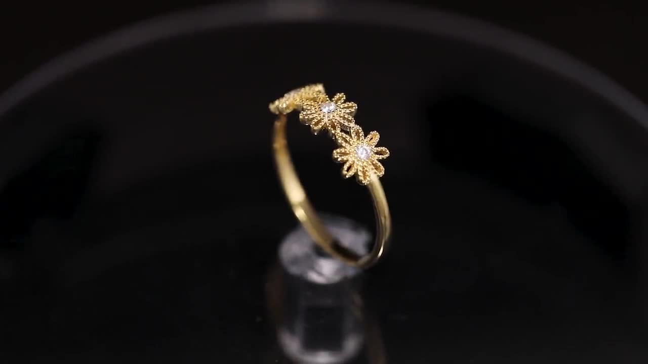 Anillo margarita de oro macizo de 14K, anillo margarita de plata de ley 925,  anillo minimalista elegante, anillo margarita, regalo de Navidad, regalo de  cumpleaños -  México