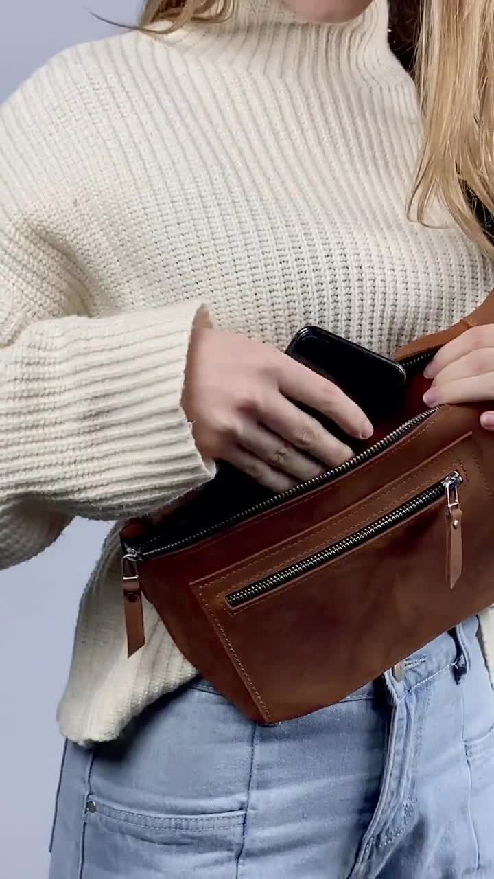 Leather Fanny Pack, Handmade Leather Fanny Bag, Travel Fanny