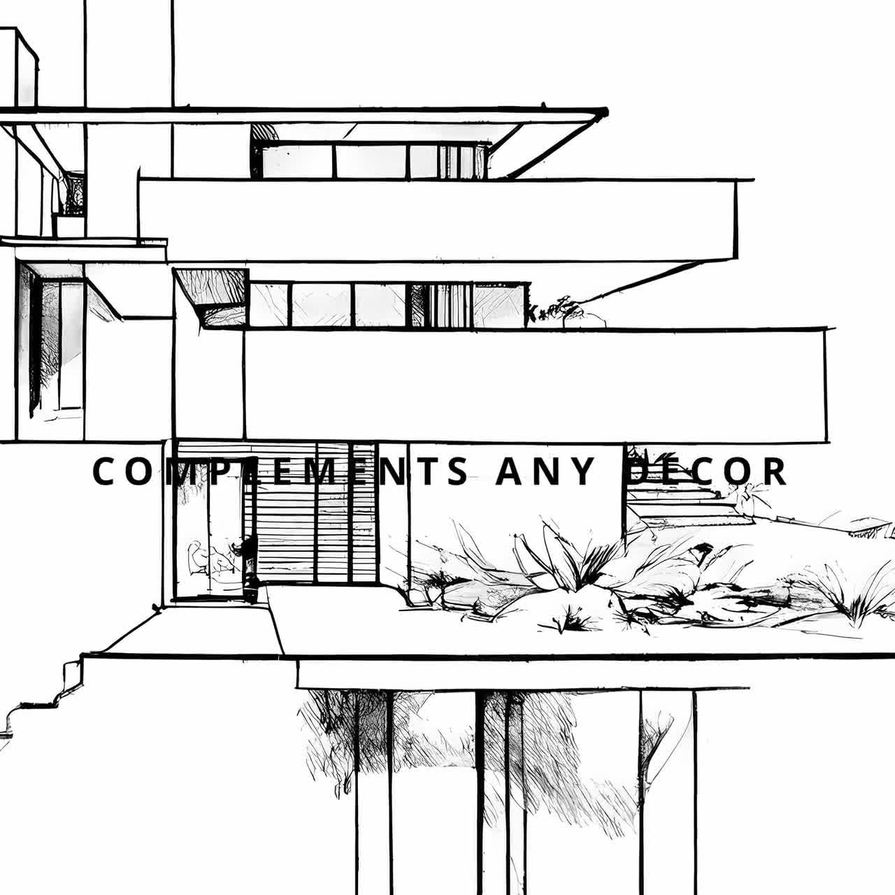 落水荘プリント：フランク・ロイド・ライトにインスパイアされた建築