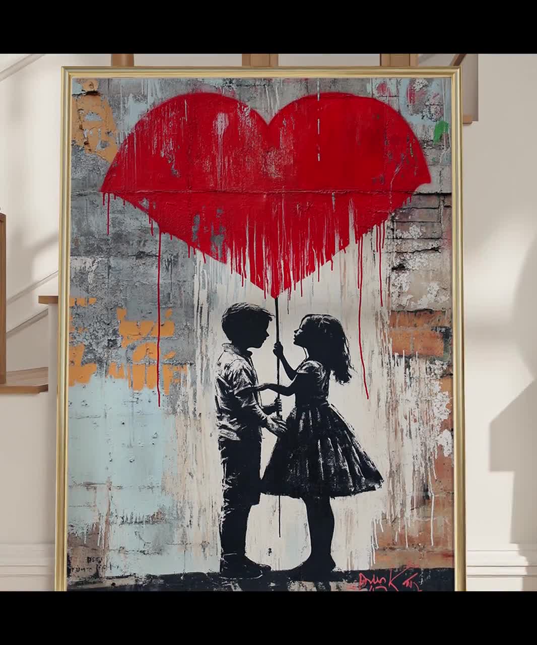 Banksy Kids Canvas, Street Art Canvas Print, Silhouette Kids