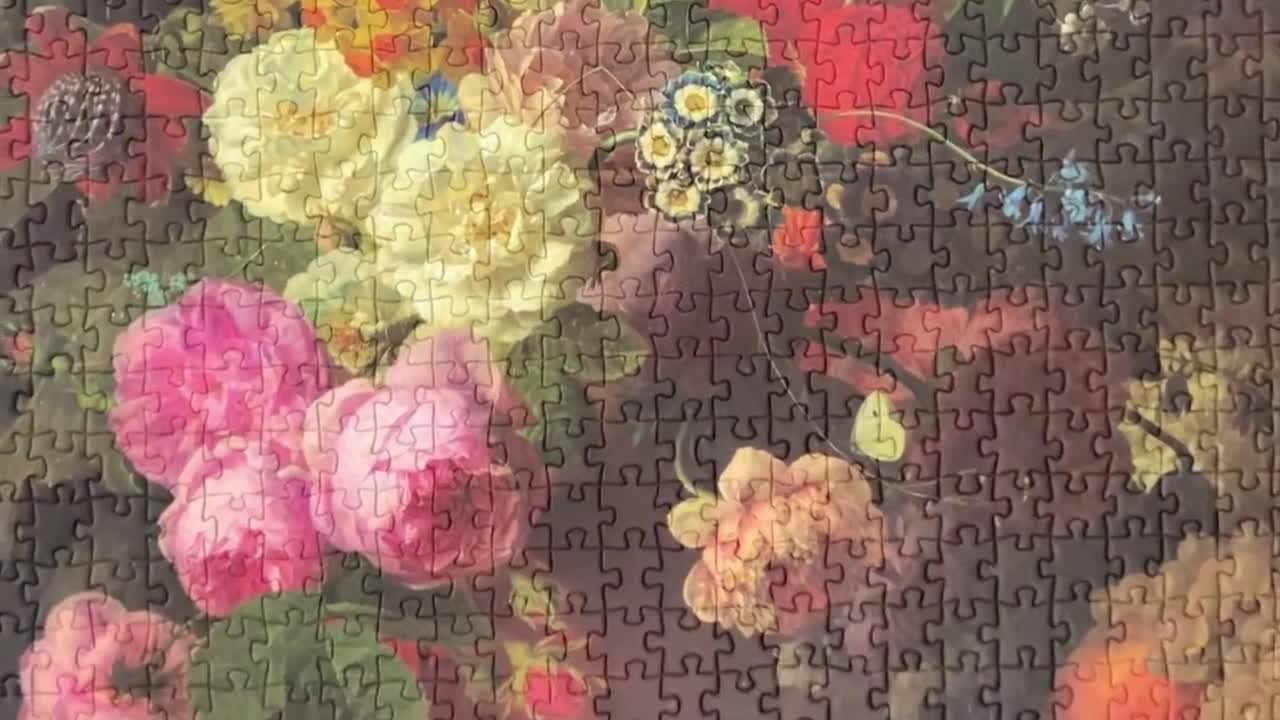 Puzzle 1000 pièces Jan Frans Van Dael - Vase de fleurs, raisins et pêches,  1810