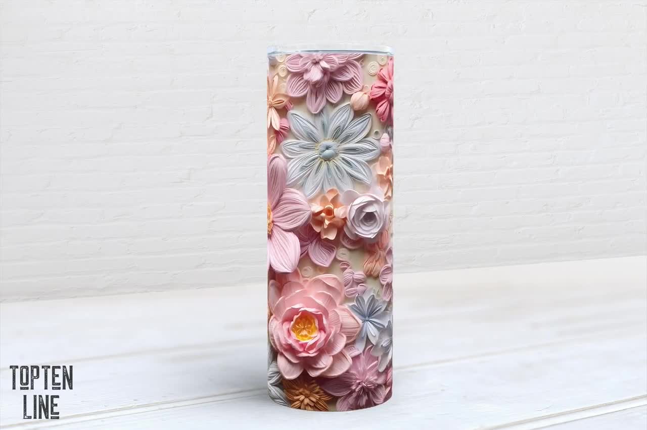 Personalized Floral Skinny Tumbler (20 oz.) – Elliott Print Works