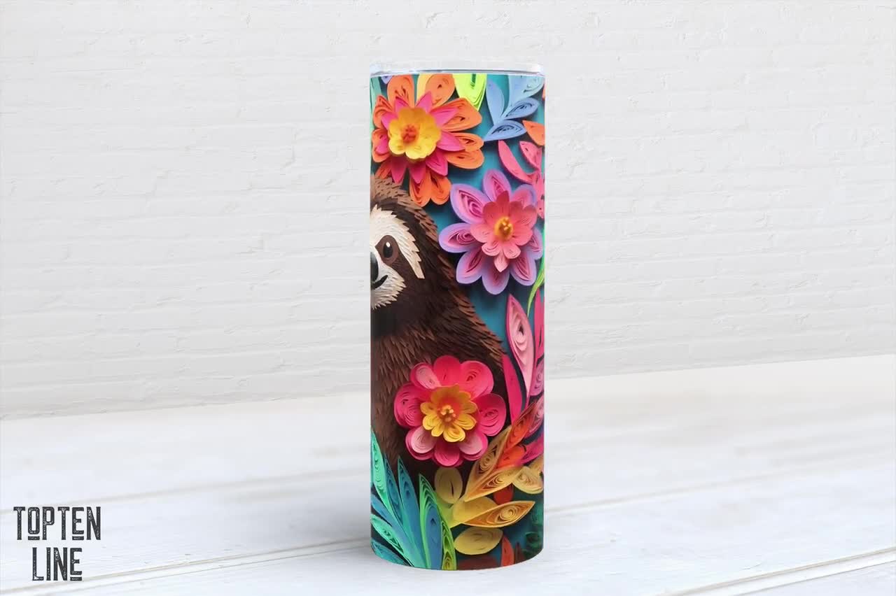 Floral Sloth Tumbler, Sublimation Tumbler – Love In The City Shop