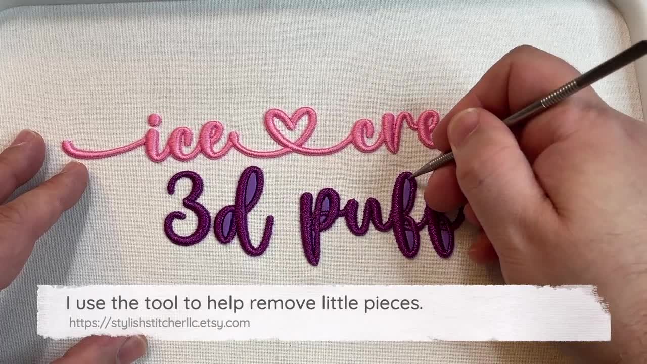 Fuente de bordado cursiva Ice Cream 3D Puff; 6 tamaños, descarga  instantánea BX Font  PES + otros 9 formatos para máquinas de bordar