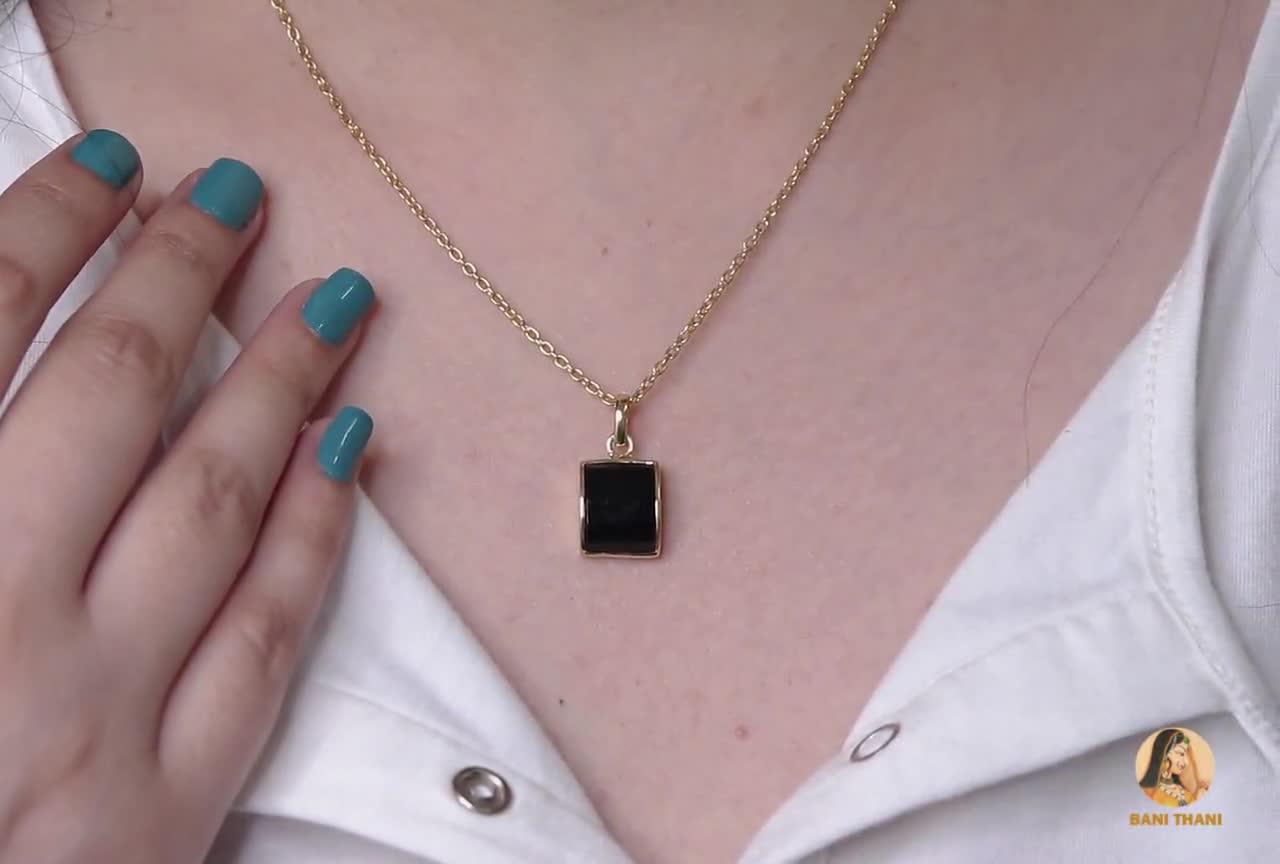 ブラックオニキスネックレス - スターリングシルバー - 宝石