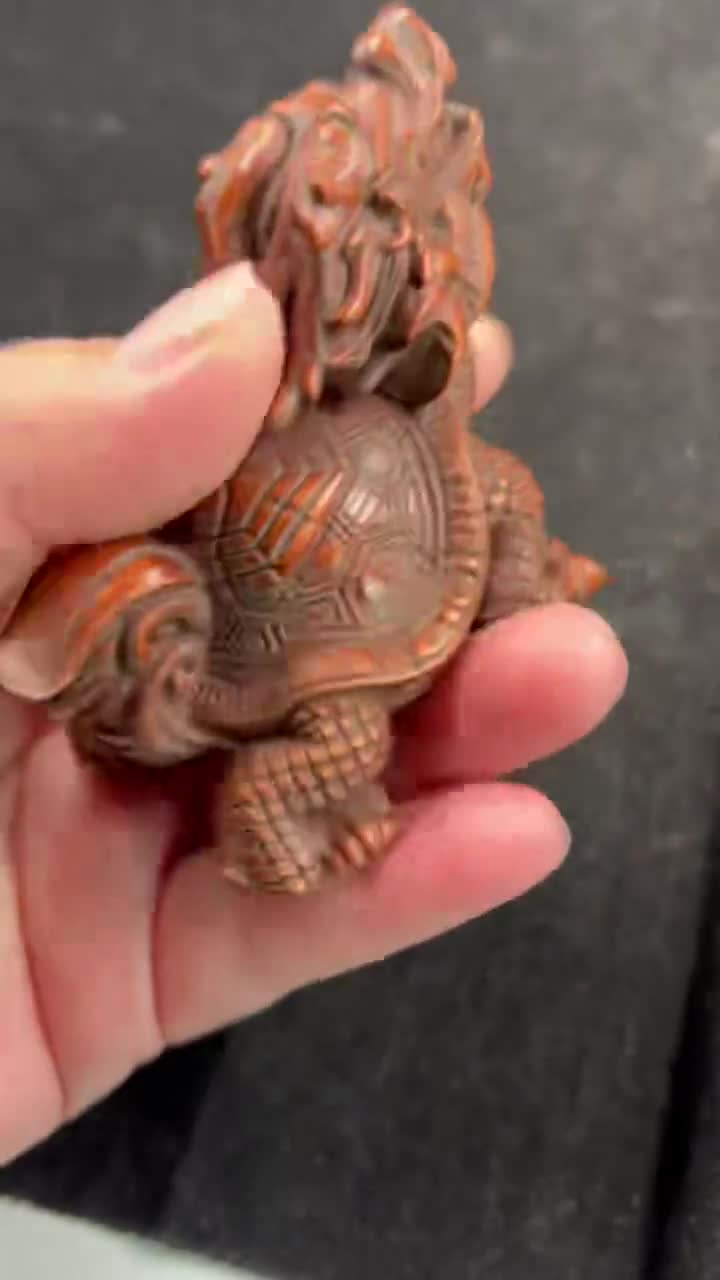 Carved Wood Dragon Turtle Statue, Vintage Feng Shui Figurine - Etsy