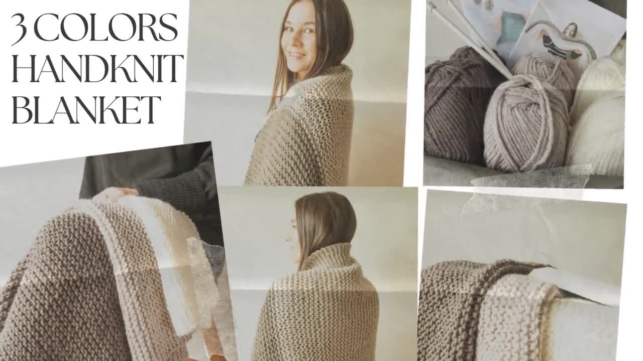 3 Colors Blanket Knitting PATTERN Simple Beginner Blanket Knitting Pattern Instant Download PDF Pattern Easy to Follow Knitting Guide