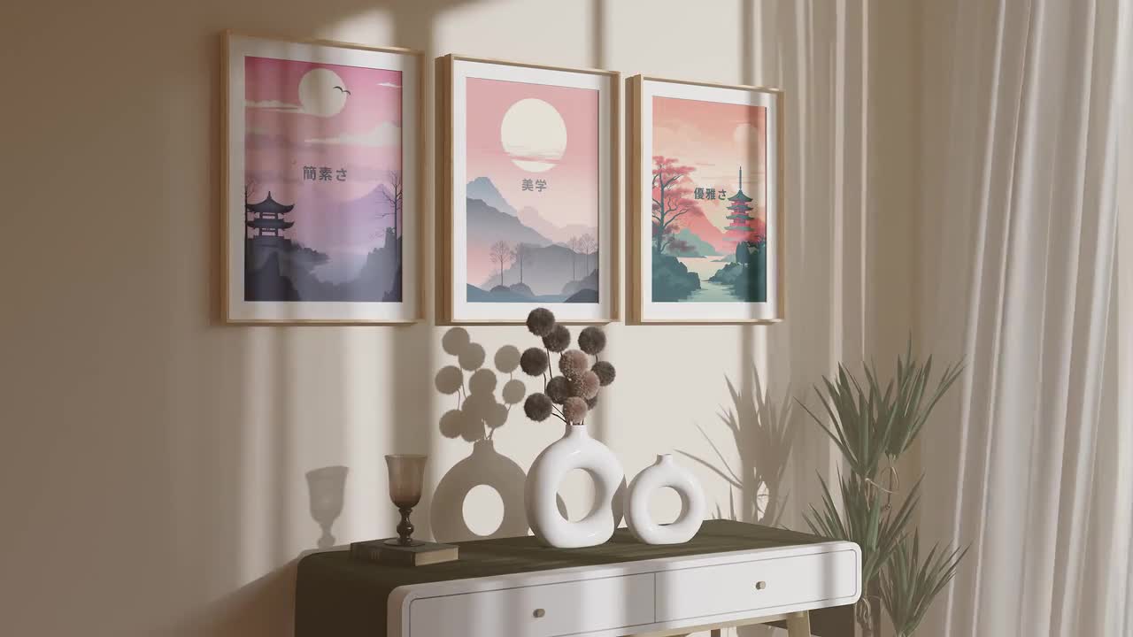 3 Piece Japanese Poster Set | Japandi Wall Art Poster Set | Japan Travel  Poster Set | Japanese 3 Panel Wall Art | Aesthetic Room Decor