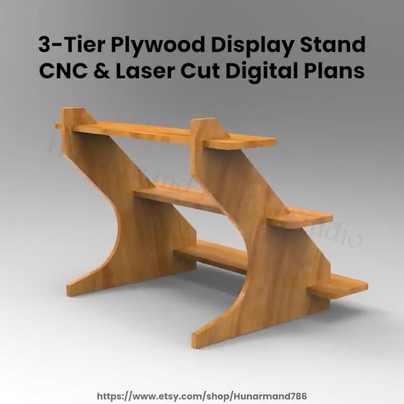 3-tier Wooden Display Stand Digital Plans | CNC & Laser Cut Files