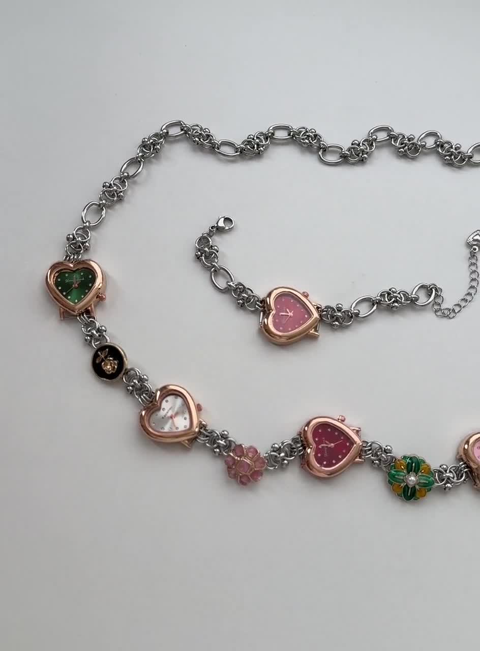 【NONCODE】Cellion Heart Chain Bracelet CZ Heart Bracelet in 14k Real Gold for Women - Heart Charm