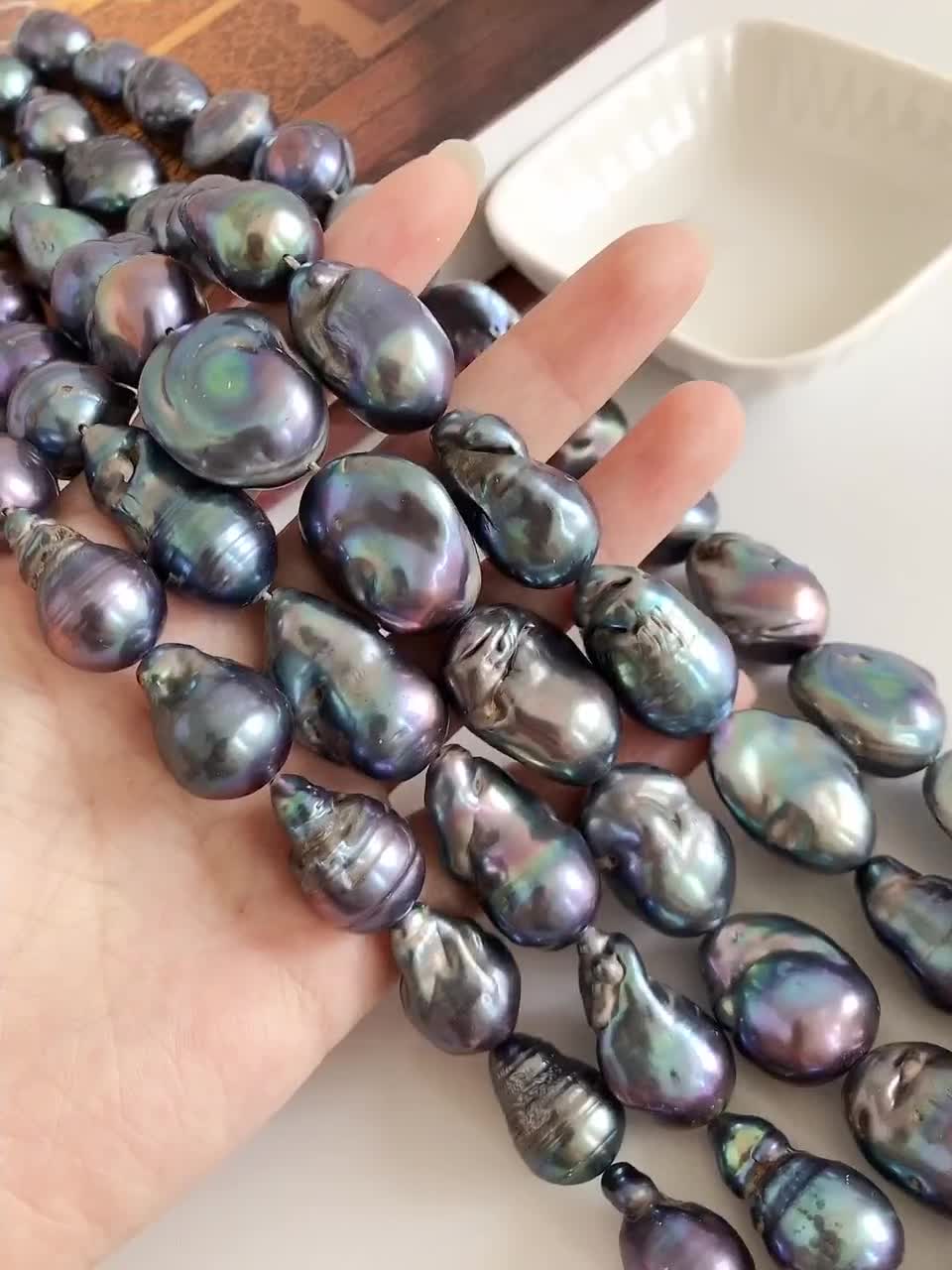 13-14x16-25mm Genuine Baroque Freshwater Pearl, Peacock