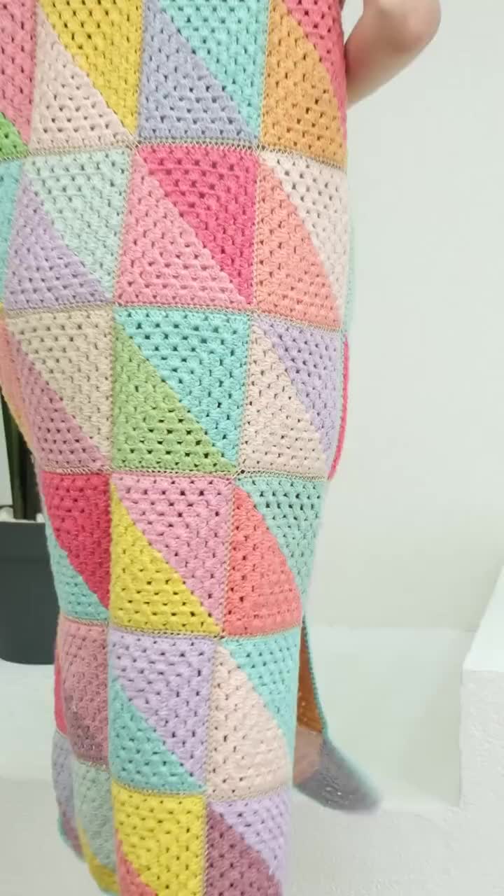 premium patchwork crochet knitted dress Crochet Patchwork Sleeveless Dress