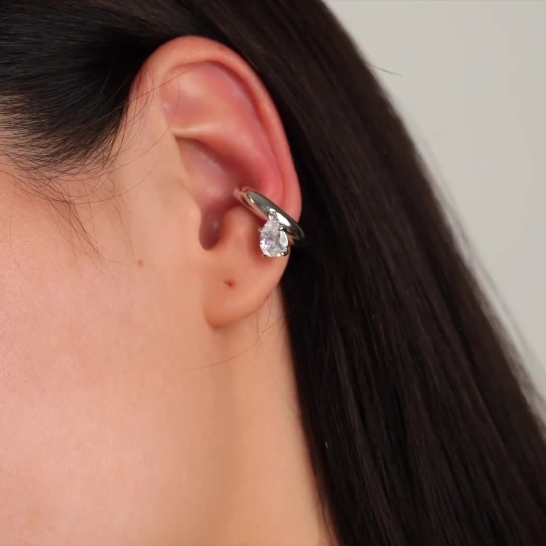 Ear Cuff Argent 925 Minimaliste – Bague D'Oreille Rhodié, Neuf Avec Étiquettes
