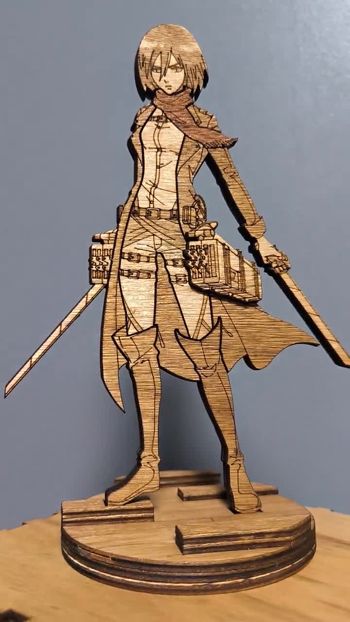 Mikasa Wooden Figure | Attack on Titan | Anime Decoration | Laser