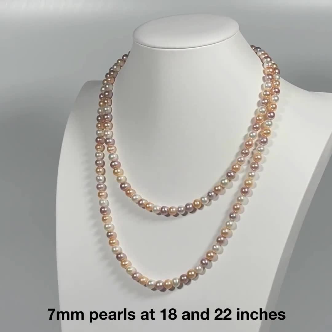 2 Rows 6.5-7mm Double Strand Pearls Necklace in k14 Gold - Parthenon Jewelry