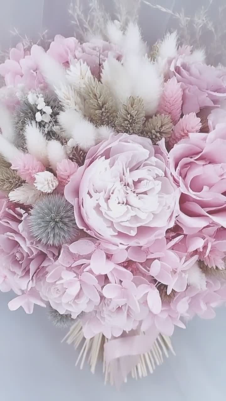 Pink and White Bridal Bouquet, Dried Flowers Bouquet, Dried Flowers Br –  UkrainianFlowersShop
