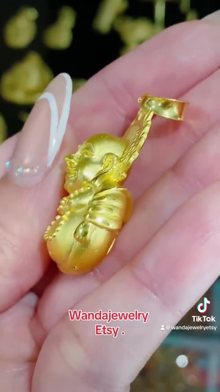 Vintage 24K 999 Pure Gold Laughing Buddha, Happy Buddha Pendant