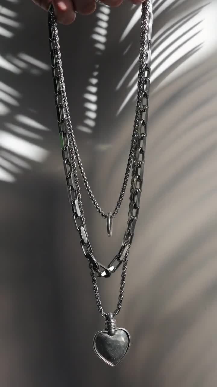 Multi Strands Layered Stainless Steel Necklaces O Ring Box 