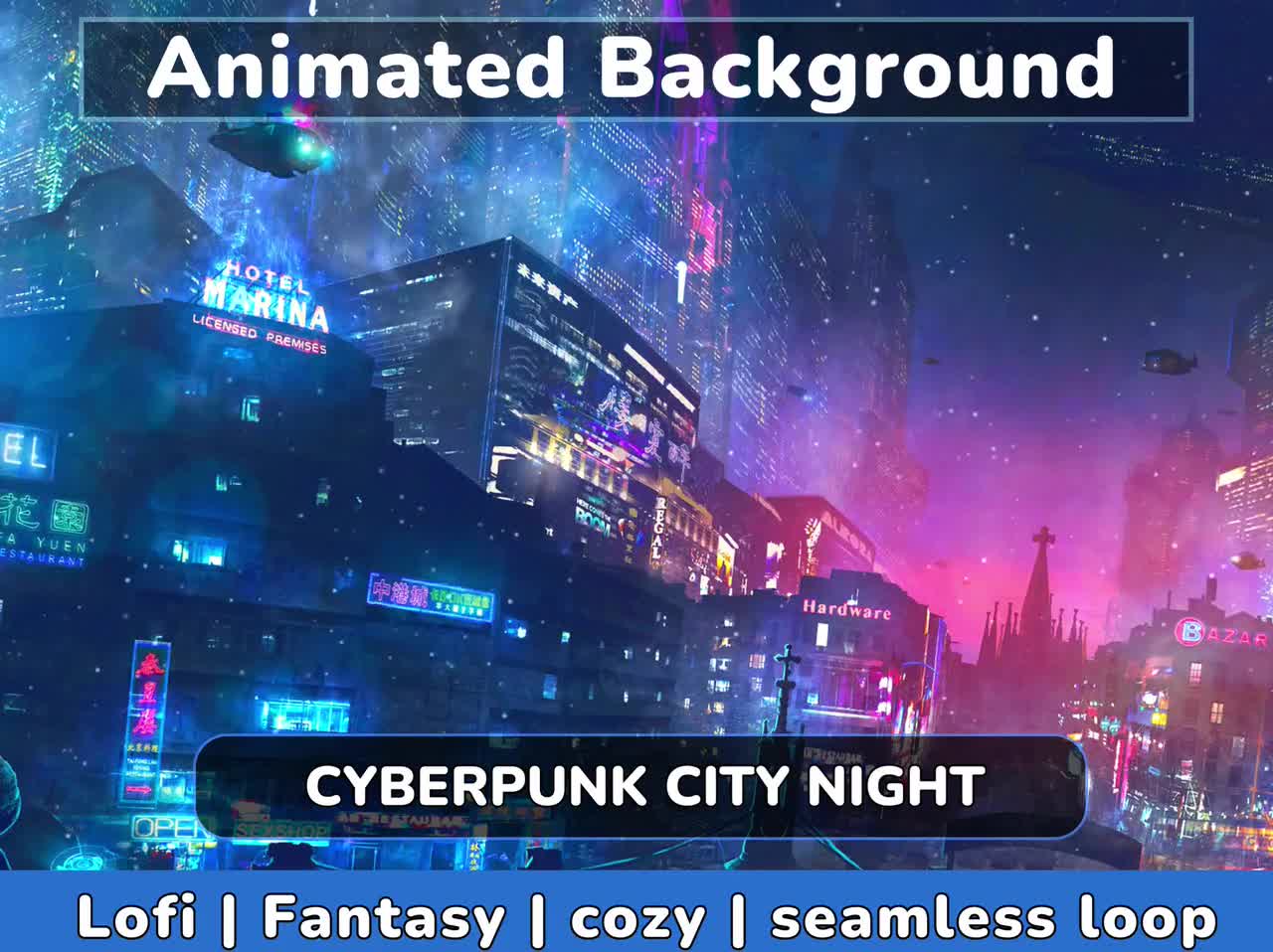 Cyberpunk Animated Vtuber Background for Stream (Instant Download) 