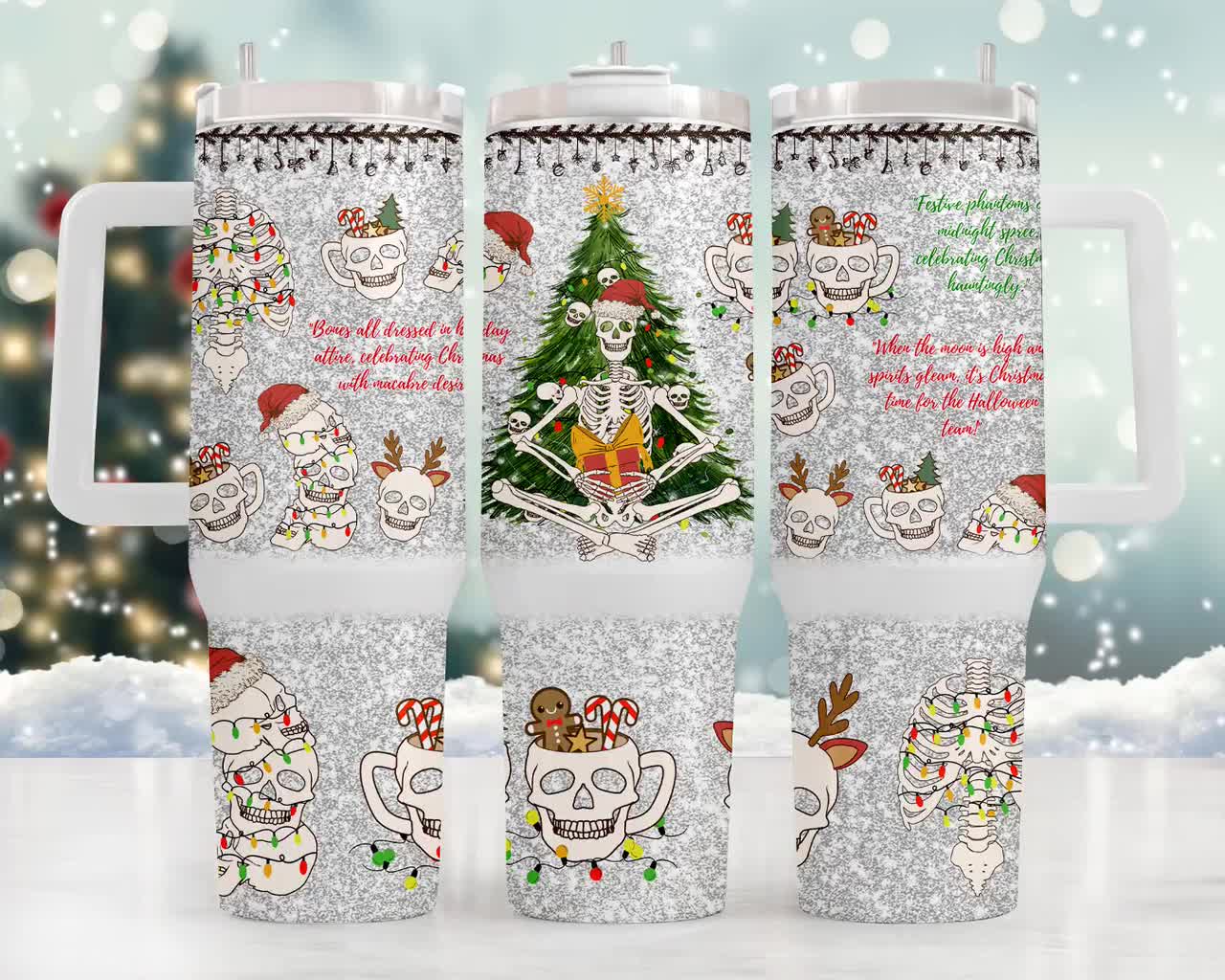 Christmas Design 40oz Quencher Stanley Tumbler Full Wrap Tie Dye, Xmas  Tumbler Wrap Seamless PNG, Sublimation Designs Downloads PNG 