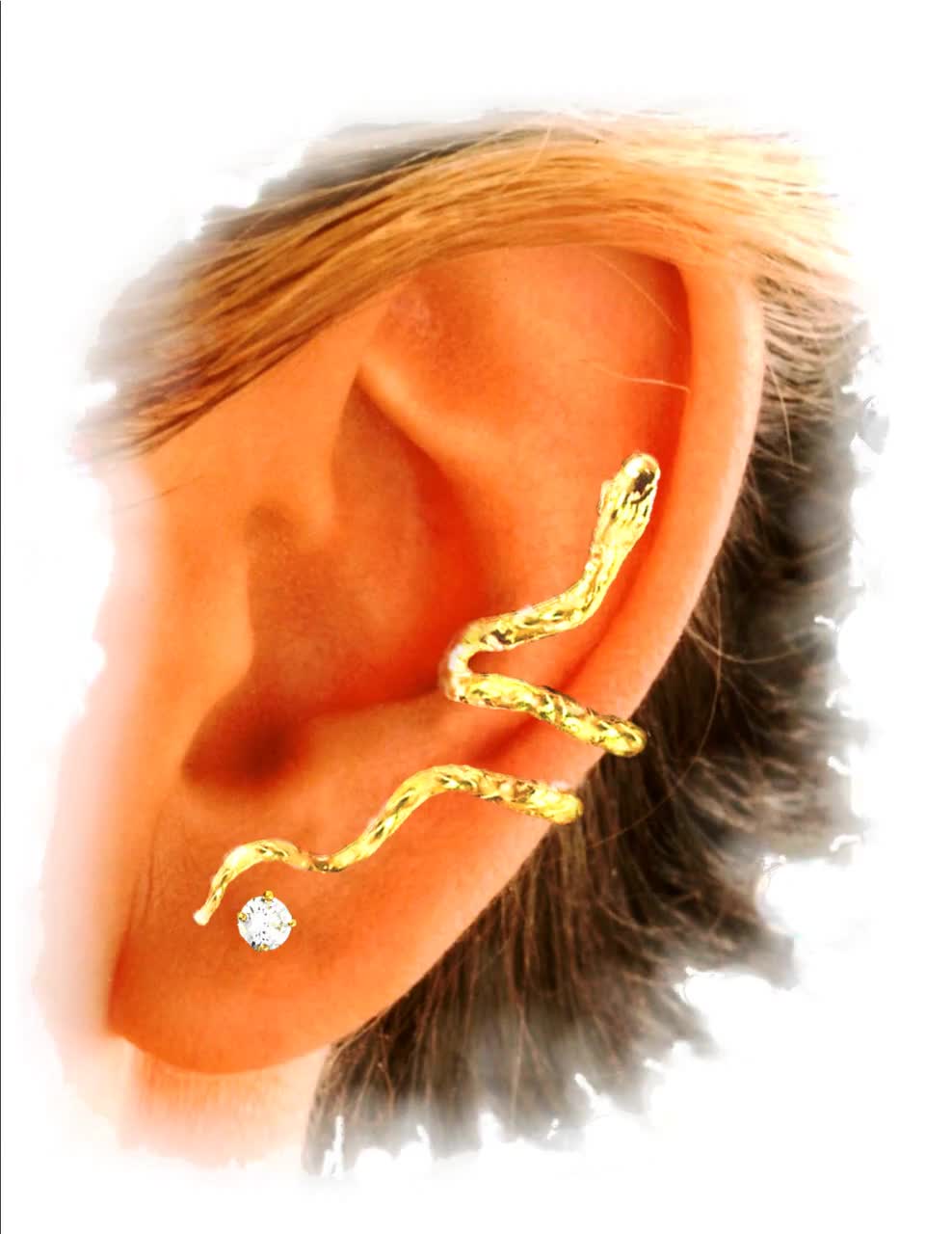 Ear Charms® Snake Ear Cuff Non-pierced Earring Crawler in Solid Sterling  Silver, or Gold or Rhodium over for Easy Care