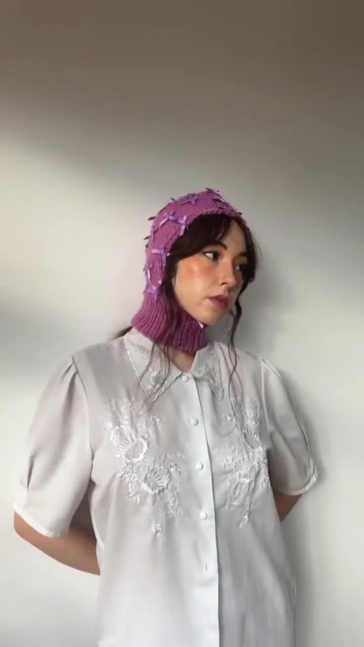 パターン コケットバラクラバ編み｜大人のニットボンネット - Etsy 日本