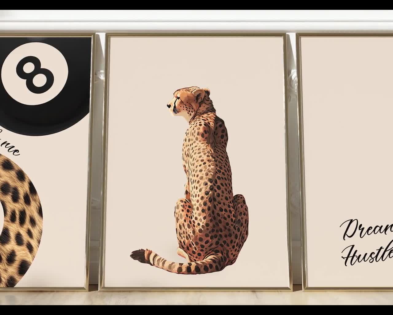 Dream Big Leopard Animal Print Set of 3 Wall Art Poster or Canvas