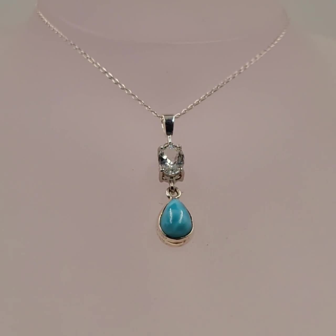 Ice Aquamarine offers Necklace, Semi Precious Gemstone Jewellery, Sterling Silver